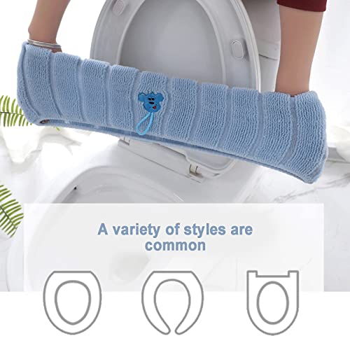 Verdickt Toilettensitzbezug Pads, Wärmer WC Sitzbezüge Das Weiche Toilettenkissen Badezimmer Waschbar Toiletten Sitzbezug mit Griff, Für Universal Toilettensitz 4 PCS(Grau + Grün + Blau + Pink) – Bild 5