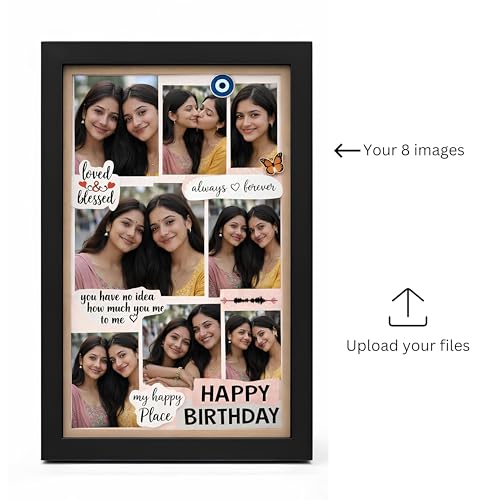 Image of Personalized Photo Frame 8x12 Inch | Custom Collage Photo Frame Gift for Birthday, Anniversary, Couple, Friends | Acrylic Sheet with MDF Back | Wall Decor Memory Frame (D-10)