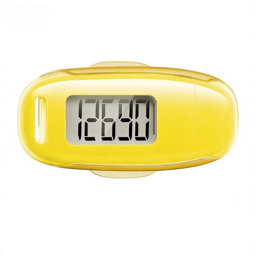 Image of 3D Pedometer for Walking, Simple Walking Step Counter with Removable Clip and Strap, USB Rechargeable Step Tracker with Backlight, Accurate Step Counter for Men Women Seniors - Yellow