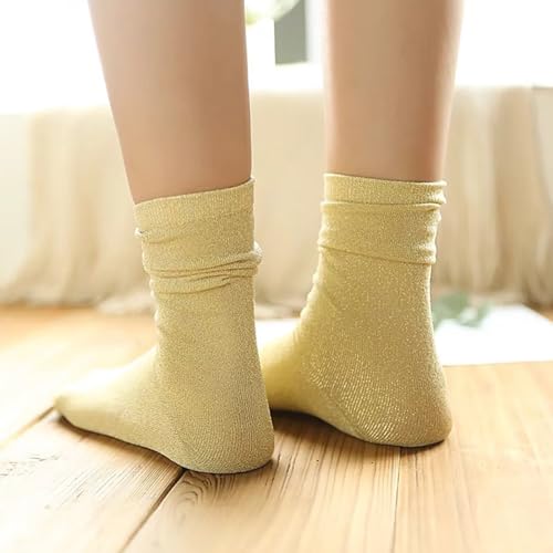 2 Pairs Women's Novelty Glitter Ankle Socks Casual Ladies Bright Retro Sox Piles Sock4
