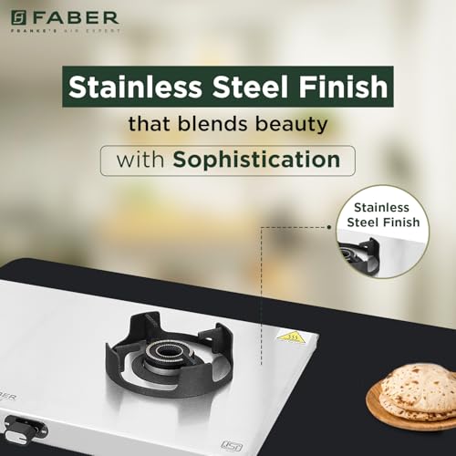 Image of Faber Ember Stainless Steel Cooktop | 2 Brass Burners - Jumbo & Small | Manual Ignition | Diamond-Coated Pan Support | 5Yr Warranty on Burners & 2Yr Comprehensive by Faber | Cooktop Ember 2BB SS CI