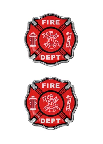 Image of Elektroplate Mini Fire Department Firefighter Cross OEM Chrome Emblems for Motorcycles, Watercrafts, and Decorations | Universal Fit at 1.6 inch x 1.6 inch | Weatherproof | 2-Pack