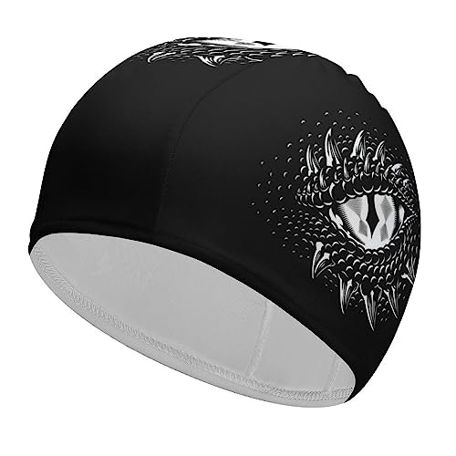 Monochrome Dragon Eye Adult Swim Caps Waterproof Bathing Cap Comfy Swimming Hat for Long and Short Hair