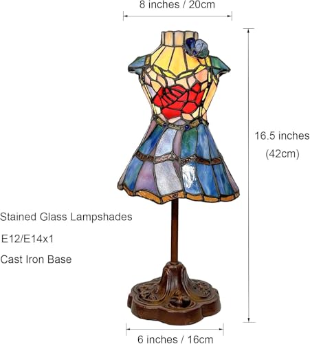 Lampa stołowa do sukienki księżniczki – witrażowa lampka nocna z żeliwną podstawą do dekoracji domu i pokoju weselnego