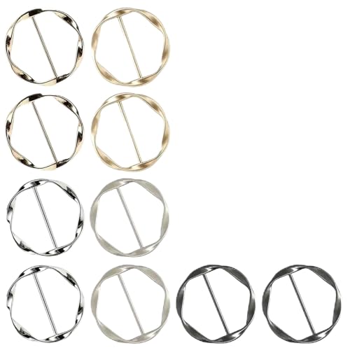 LunarCharm 10 Stück Damen Metall T Shirt Clip Broschen Für Kleidung Schnalle Schal Ringschnalle Kleidungs Eckknopf Metall runder Kreis Clip Schnalle Anstecknadeln Für Damen