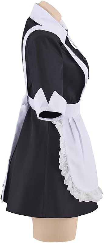 Saniplaycos Women's Horror Show Magenta Costume Maid Apron Costume Waitress Dress Classic Movie Outfits for Halloween