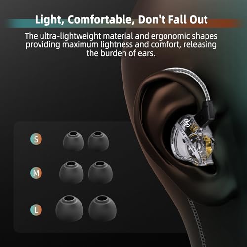 Image of CCZ DC01 Pro in Ear Monitor, iems for Gaming, Professional Gaming Earbuds Super Bass Wired Earphones Headphones with 1DD, Patent Ear fins, Ear tips, for Singers Musicians Podcaster (Cyan without mic)