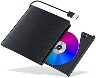 External CD/DVD Drive for Laptop, USB 3.0 CD Burner Portable CD/DVD Optical Drive Player Reader Writer, Compatible with Laptop Desktop PC MacBook Mac Windows Linux OS (Black)