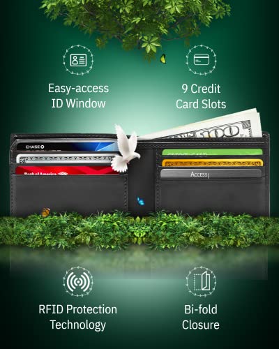 Vegan Leather Bifold Wallets For Men - Cruelty Free Non Leather Mens Wallet With ID Window RFID Gifts For Him2