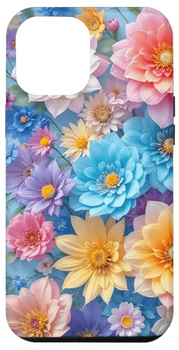 Ramo De Flores Mixtas Azul Patrón Floral Estética Floral Carcasa para iPhone 12 Pro MAX
