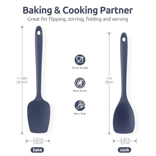 Image of U-Taste Silicone Cooking Spoons 600ºF Heat Resistant, 2Pcs, Midnight Blue