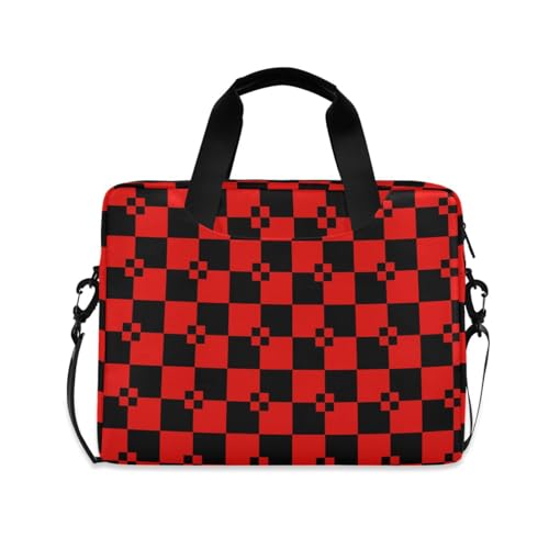 Funda para laptop 15.6" con asa y correa roja y negra miniatura 1
