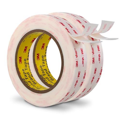 Image of 3M Double Sided Mounting Tape 1'' x 15.4Ft 2 Pack, 0.043in Thick 4950 White | Heavy Duty Adhesive Waterproof Foam Tape for Car, Home, Office, Decoration