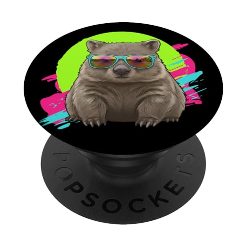 Funny 80s 90s Vintage Retro Australian Animal Lover Wombat PopSockets PopGrip Adhesivo