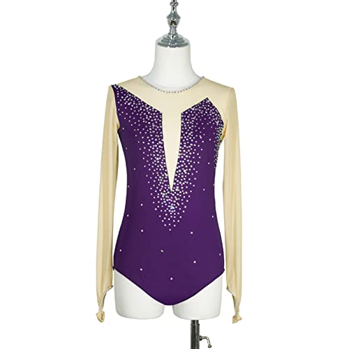 Vestido Feminino De Patinação Artística, Vestido De Competição Para Adultos, Mangas Compridas, Gola