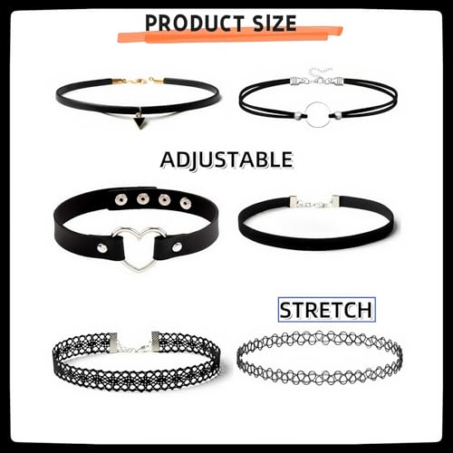 Gothic Choker Necklace for Women 6pcs Black Lace Chokers Set Punk Goth Jewelry Clothes Accessories2
