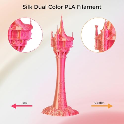 Image of Comgrow Silk Shiny Blue Rose Red Orange and Golden 3D Printer Filament, Comgrow 3D Printing Materials Silk PLA 1.75mm, 3D Printing Filament + /-0.02mm, 250g X 4 Spool