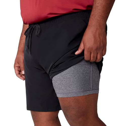 STRONGSIZE Mens Big and Tall 9 Athletic Shorts Moisture Wicking Quick Dry Lined Shorts Black 5XL