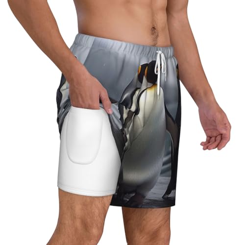 Men's Swim Trunks Quick Dry Board Shorts Funny Penguins Beach Shorts with Pocket Bathing Suits for Men2