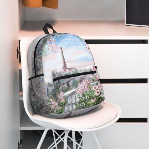 Sac à dos imperméable et décontracté avec imprimé Tour Eiffel de Paris - 6