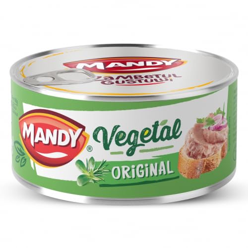 Mandy Paté Vegetal Original, Pack de 6 Latas de 120 g, Sabor Natural, Untable Vegano