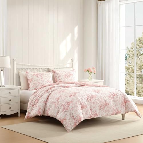 Laura Ashley - Twin Comforter Set with Shams, Cotton, Reversible by Laura Ashley - Used condition - Image 2