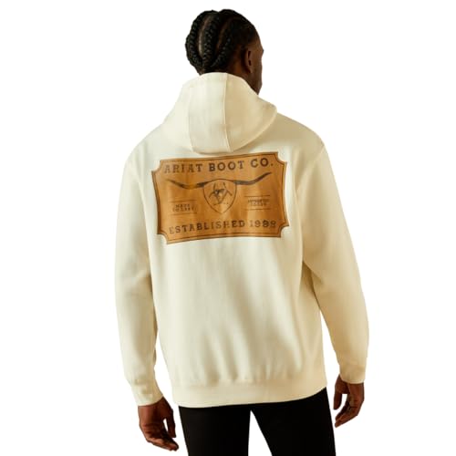 Ariat Men's Oatmeal Solid Shield Steerhead Hoodie2