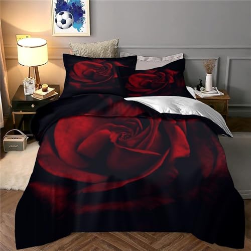 Parure de lit rose rouge en microfibre 135x200cm pour lit simple - 6