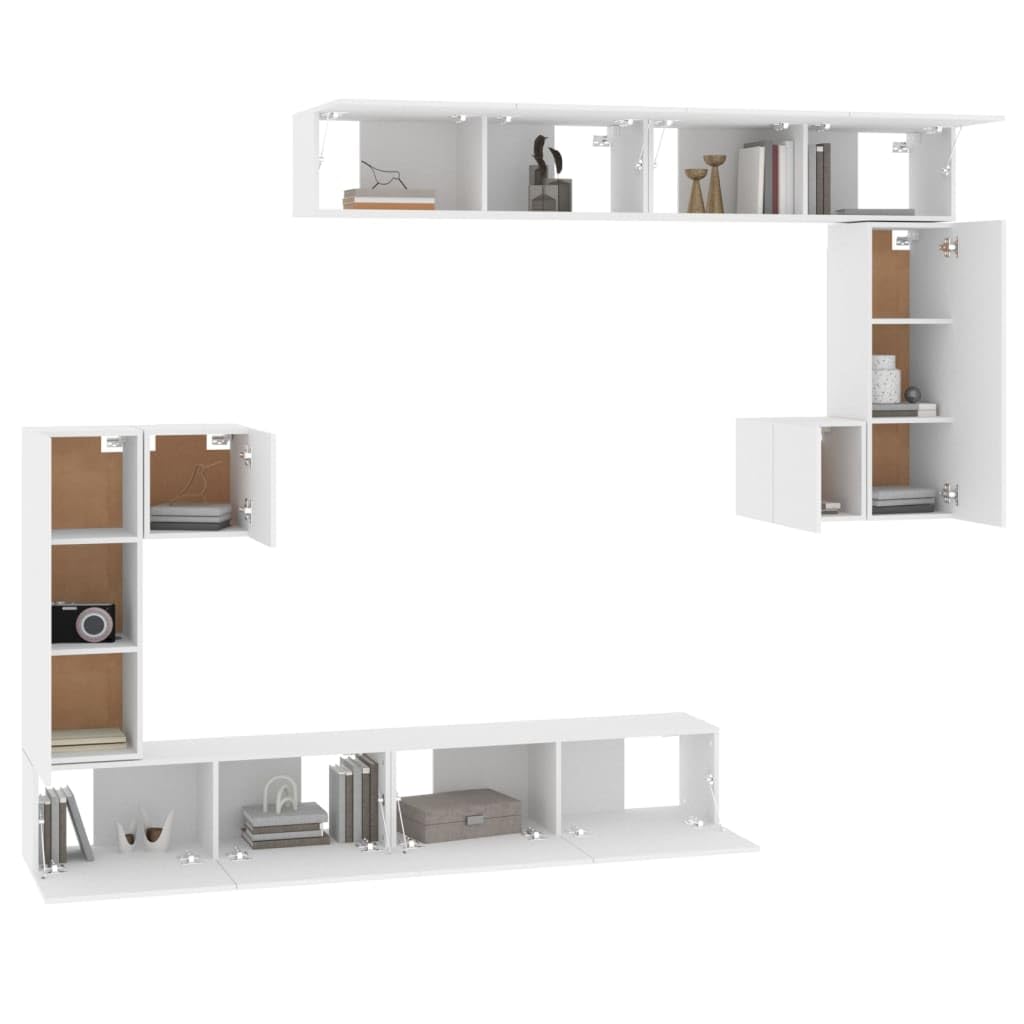 Weißer TV-Hängeschrank aus Holzwerkstoff, Wandschrank für Fernseher mit elegantem Design, dekorativer Hängeschrank mit viel Stauraum für Schlüssel und Notizblöcke, pflegeleicht