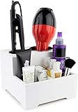 Stock Your Home Hair Care Organizer - Blow Dryer Holder - Hair Styling Station - Bathroom Vanity Countertop Organizer for Curling Iron, Flat Iron, Hair Tools and Beauty Accessories, White