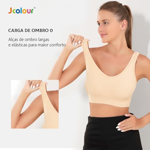 J COLOUR Top Academia Feminina Esportivo Feminino Sem Bojo e Sem Costura, Modelagem Anatômica e Vers