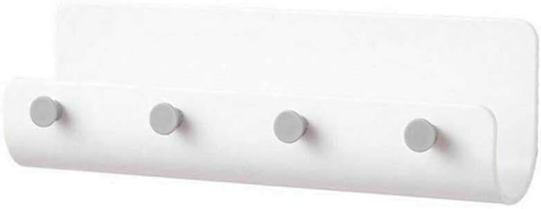 4 Hooks Seamless Wall-Mounted Nail-Free Adhesive Storage Holder Key Hanger Rack Post Organizer Letter Box Mail Door(OneColor)