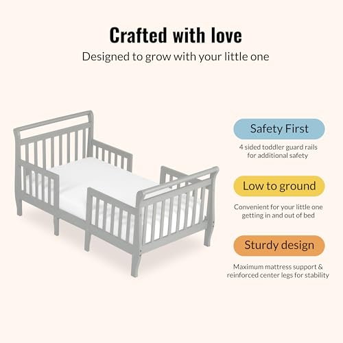 Dream On Me Emma 3-in-1 Convertible Wooden Toddler Bed in Steel Grey, Baby Safety Alliance Certified, Low-to-Floor Design, Solid Pinewood with Safety Rails - image 5