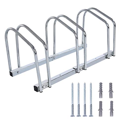 Aparcamiento Para Bicicleta Soporte - Soporte Para Aparcar Bicicletas Para 3/4/5/6 Bicicletas - Puesto de Bicicletas Para Interior Y Exterior Para Pared Y Suelo (3 Bicicletas)
