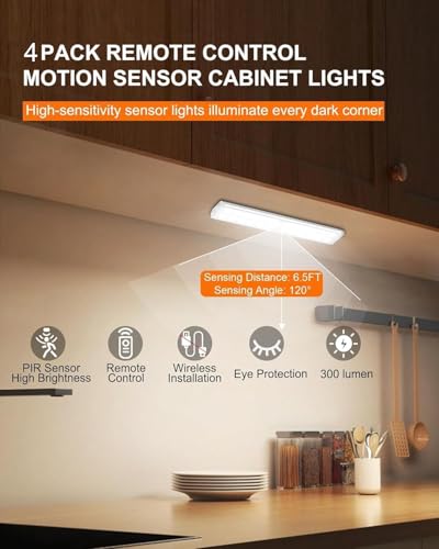 Diomart Under Cabinet Lighting Wireless, RGB LED Closet Lights, 4 Pack - image 4