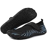 Wizeny Herren Schwimmschuhe Schnell Trocknend Strandschuhe rutschfeste Aquaschuhe Leicht Barfuss Leicht Atmungsaktiv für Outdoor-Aktivitäten,Black and Blue,42 EU