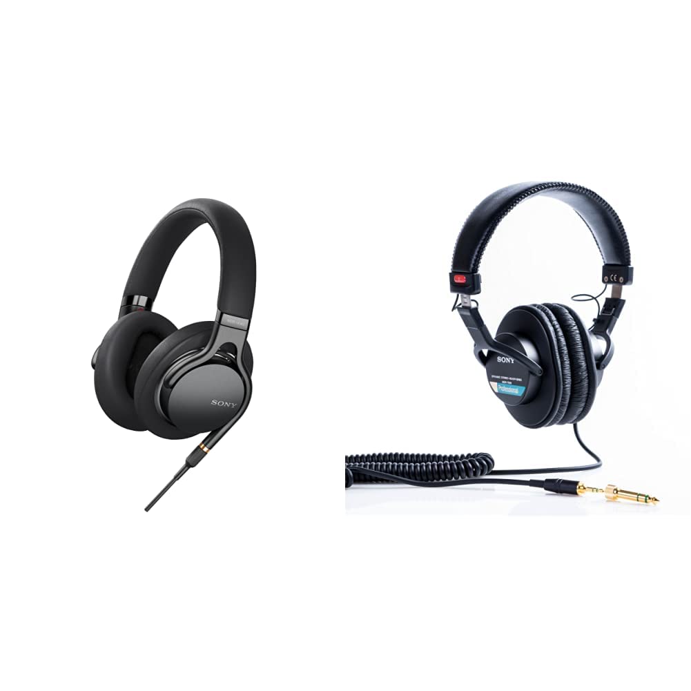 Sony MDR1AM2 Wired High Resolution Audio Overhead Headphones, Black (MDR-1AM2/B) & MDR7506 Professional Large Diaphragm Headphone