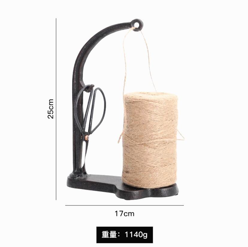 EatingBiting Ensemble de support de ficelle de jardin en fonte de 396,2 m - Ficelle de jute naturelle et ciseaux - Décoratif et pratique - Pour travaux manuels, emballage, jardinage