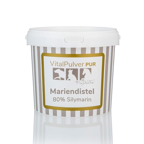 Für Dein Tier VitalPulver Pur | 100% Mariendistel als Pulver (1 x 200 g) | 80% Silymarin, hohe Reinheit und Qualität | speziell für Hunde, Katzen und Pferde | Unterstützt Leberfunktion und Entgiftung