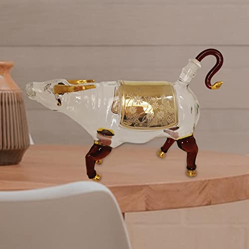 MYCENSE Decantador exclusivo em forma de gado 1000 ml dispensador de cristal requintado para pai, ou