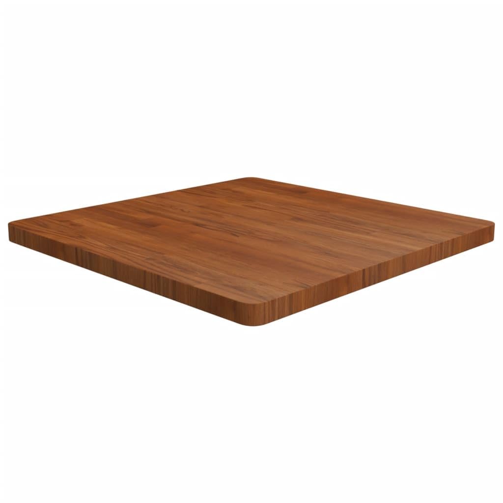 Dessus De Table Carré En Chêne Massif, Brun Foncé, 80x80x4 cm, Pour Table