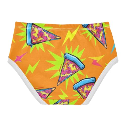 Cartoon Pizza Orange Panties for Girl Toddler Underwear Floral Cotton Colorful Kids Briefs Undies 2t2