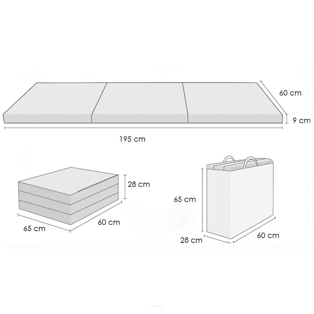 FORTISLINE Matelas pliant au motif à carreaux VW-GTI XM - 195 x 60 x 9 cm - Idéal pour le camping et les lits d'invités