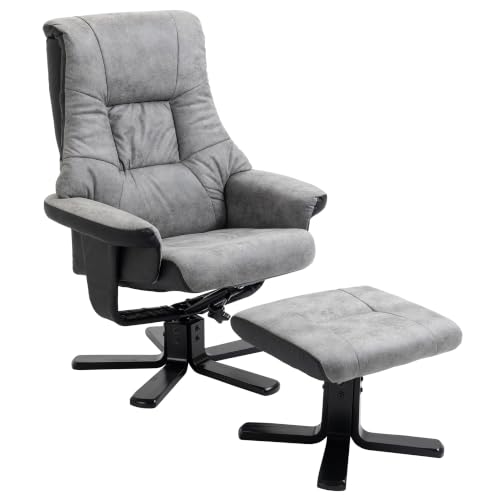 HOMCOM Relaxsessel mit Hocker Drehbar TV Sessel Grau 78 x 82,5 x...
