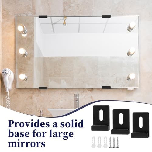 Image of 12 Pack Mirror Wall Mounting Clips Metal Mirror Clips Wide Channel Heavy Duty Mirror Hangers J Hooks Wall Hanger Fastener Mirror Hanging Hardware for Wall Mounting Billboard Displays(1 /4 Inch)