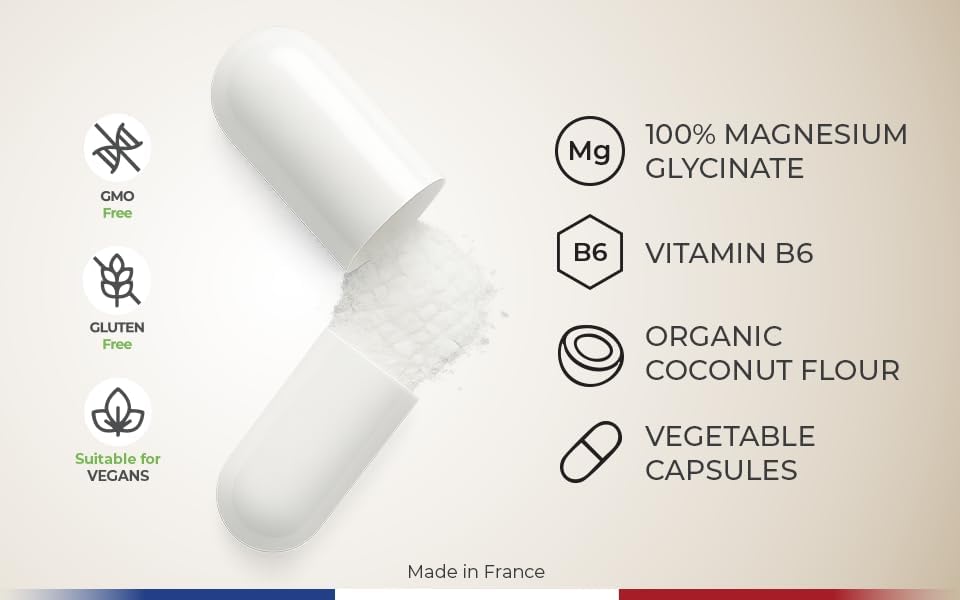 Miniatura 6 de Bisglicinato de magnesio + B6  120 cápsulas  Alta absorción, suave para el estómago  Energía, apoyo muscular y óseo  Fórmula vegana limpia  Hecho en