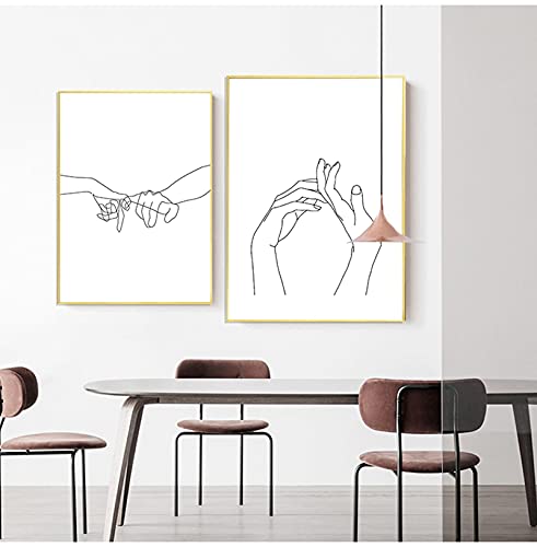 Dessin au trait abstrait et affiche peinture murale nordique sans cadre
