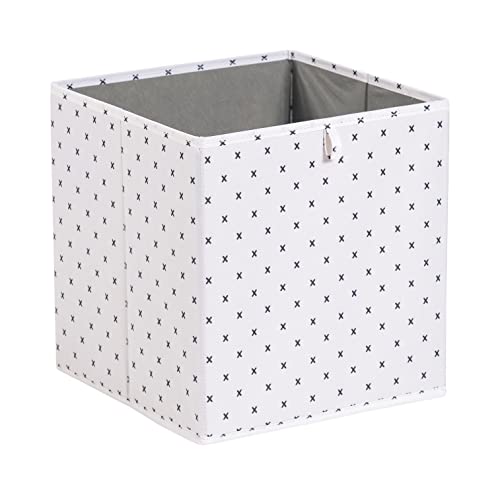 Amazon Basics Collapsible Fabric Storage Cube Organizer Bins, Pack Of 6, Off-White With Black X's, 13X15X13" #TOP2