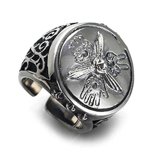 DZXCB Edelstahl Punk Ringe Für Männer Edelstahl Stein Papier Schere Ring Titanstahl Herren Halskette Schmuck Öffnung7-13,9