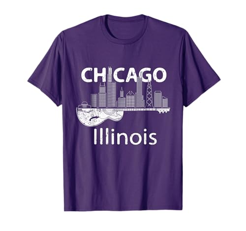 Chicago Souvenir Men Illinois Music Electric Guitar T-Shirt